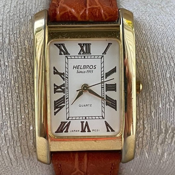 helbros Other - Helbros Men Wristwatch Gold Tone Case Quartz Analog Wrist Watch